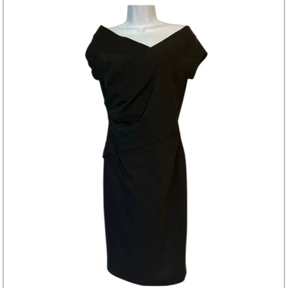 Robert Rodriguez black stretch sheath dress asymmetrical neckline Size 4 - Picture 7 of 7
